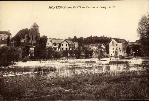 Ak Montigny sur Loing Seine et Marne, Vue sur le Loing