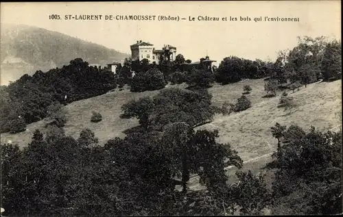 Ak Saint Laurent de Chamousset Rhône, Le Château et les bois