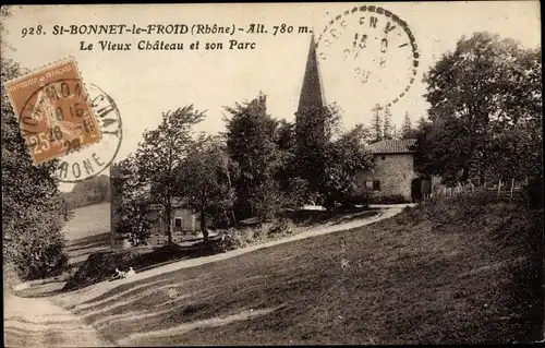 Ak Saint Bonnet le Froid Rhône, Le vieux Château et son Parc