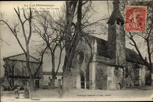 Ak Figeac Lot, Place des Carmes, Gendarmerie, Eglise