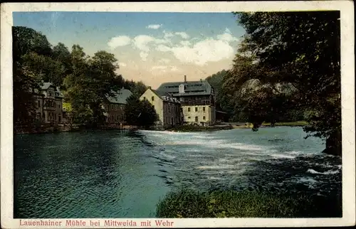 Ak Lauenhain Mittweida in Sachsen, Mühle, Wehr