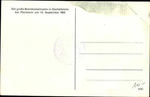 Ak Niefern Öschelbronn Enzkreis, Große Brandkatastrophe am 10. September 1933