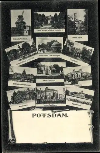 Ak Potsdam in Brandenburg, Historische Windmühle, Sanssouci, Chines. Himmelsglobus