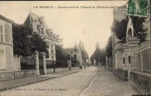 Ak Le Raincy Seine Saint Denis, Boulevard de l'Ouest et l'Entree de l'Hopital