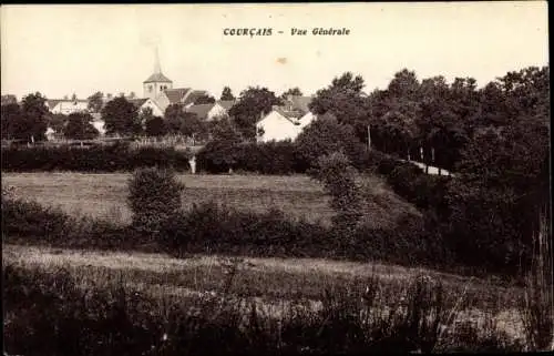 Ak Courcais Allier, Vue générale, eglise