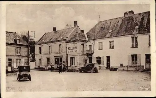 Ak Villedieu le Château Loir et Cher, Place de l'Église, Boulangerie A. Tortay