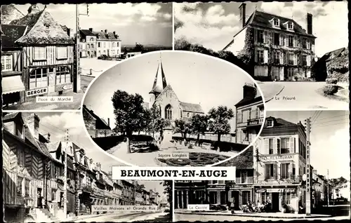 Ak Beaumont en Auge Calvados, Square Langlois, Place du Marché, Vieilles Maisons, Grande Rue
