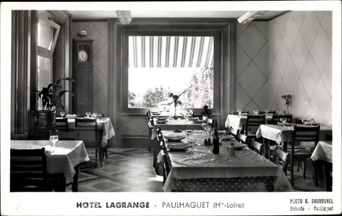 Ak Paulhaguet Haute Loire, Hotel Lagrange, le Restaurant