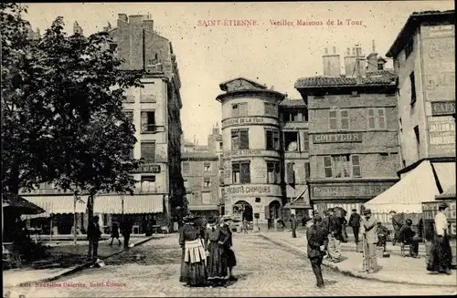 Ak Saint Étienne Loire, Vieilles Maisons de la Tour, Coiffeur