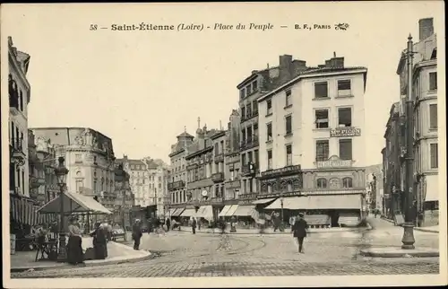 Ak Saint Étienne Loire, Place du Peuple, Au Centre de la Loire