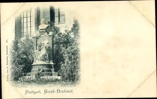 Ak Stuttgart in Baden Württemberg, Gerok Denkmal