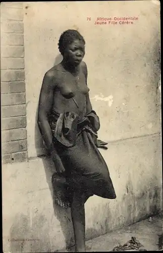 Ak Afrique occidentale, Jeune fille Cérère, Barbusig