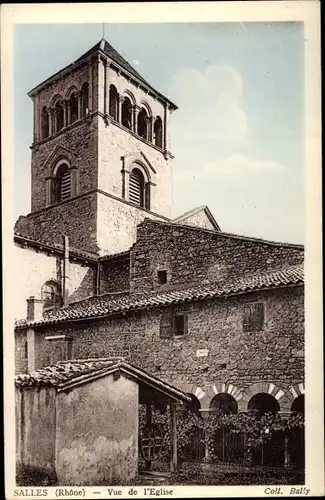 Ak Salles Rhône, Vue de l'Église