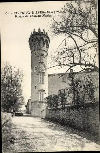 Ak Civrieux d'Azergues Rhône, Donjon du Château Monterrat