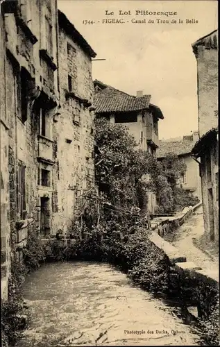 Ak Figeac Lot, Canal du Trou de la Belle