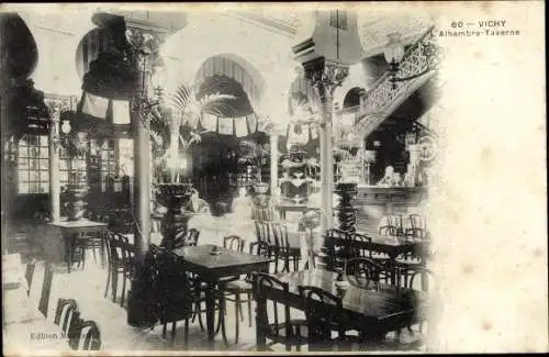 Ak Vichy Allier, Alhambra Taverne, interieur