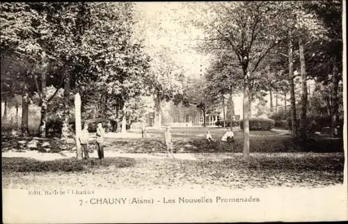Ak Chauny Aisne, Les Nouvelles Promenades