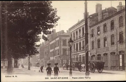 Ak Saint Étienne Loire, Place Jules Ferry