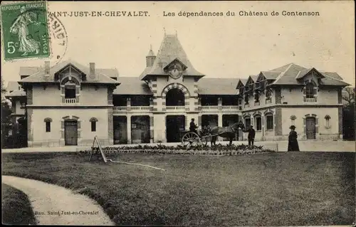 Ak Saint Just en Chevalet Loire, Les dependances du Chateau de Contenson, caleche