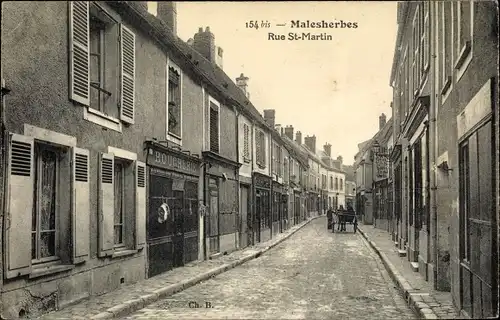 Ak Malesherbes Loiret, Rue St. Martin, Boucherie