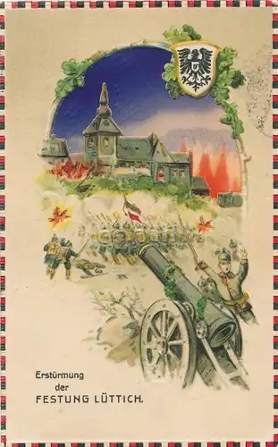 Halt gegen das Licht Relief Ak Liège Lüttich Wallonien, Erstürmung der Festung, I. WK