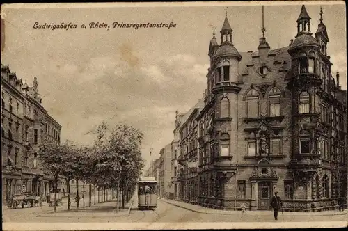 Ak Ludwigshafen am Rhein Rheinland Pfalz, Prinzregentenstraße, Straßenbahn