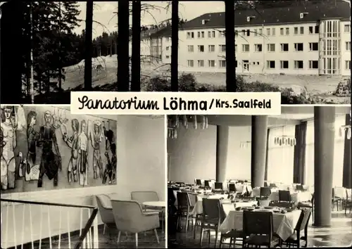 Ak Löhma Leutenberg Thüringen, Sanatorium, Außenansicht, Inneres, Gemälde, Speisesaal