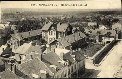 Ak Commentry Allier, Quartier de l'Hopital, Vue générale