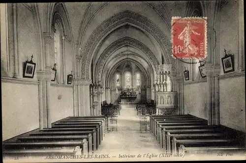 Ak Arromanches les Bains Calvados, Intérieur de l'Église