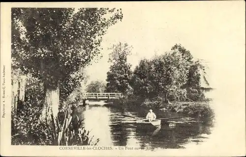 Ak Corneville les Cloches Eure, Un Pont sur la Risle