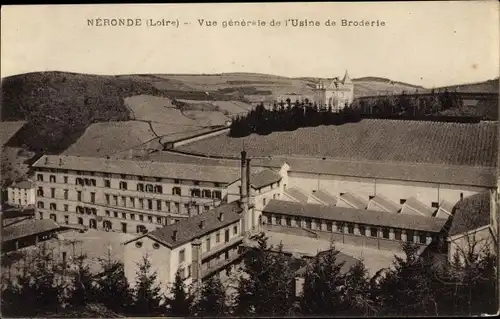 Ak Neronde Loire, Vue générale de l'Usine de Broderie