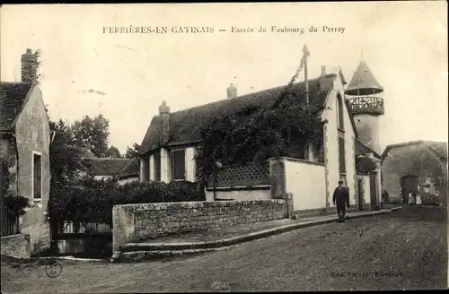 Ak Ferrieres en Gatinais Loiret, Entree du Faubourg du Perray