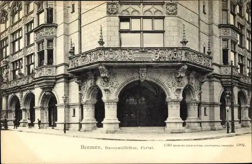 Ak Hansestadt Bremen, Baumwollbörse, Portal