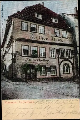 Ak Lutherstadt Eisenach in Thüringen, Lutherhaus, Seidenimitat