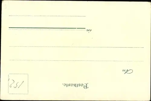 Litho Glückwunsch Pfingsten, Weintrinker am Weinberg, Bedienung, Flusstal