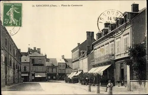 Ak Sancoins Cher, Place du Commerce