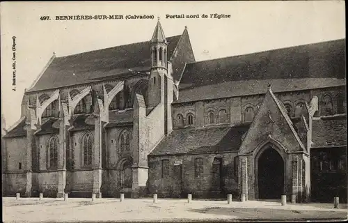 Ak Bernières sur Mer Calvados, Portail nord de l'Église