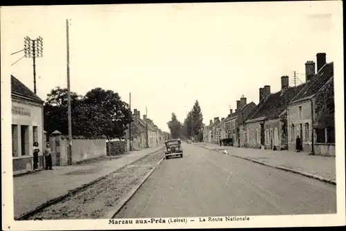 Ak Mareau aux Pres Loiret, La Route Nationale, voiture