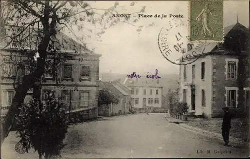 Ak Anost Saône et Loire, Place de la Poste