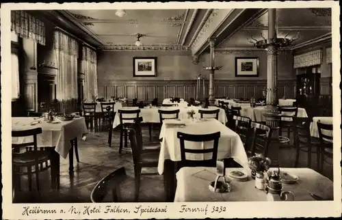 Ak Heilbronn am Neckar, Hotel Falken, Speisesaal
