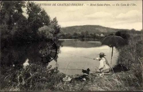 Ak Château Thierry Aisne, Mont Saint Pére, Un coin de l'Ile