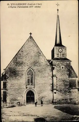 Ak Villedieu Loir et Cher, L'Église Paroissiale