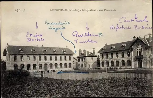 Ak Anctoville Calvados, L'Orphelinat, Vue d'ensemble