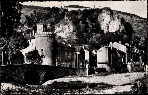 Ak Meyrueis Lozère, La Tour de l'Horloge