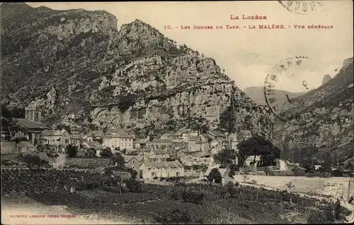 Ak La Malène Lozère, Gorges du Tarn, Vue generale