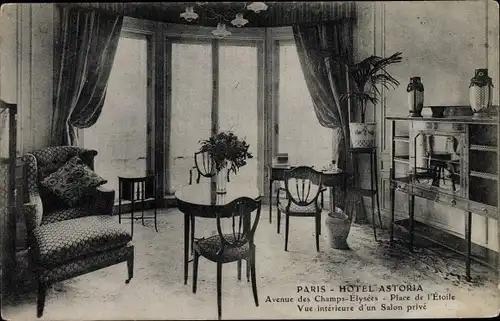 Ak Paris Louvre, Hotel Astoria, Avenue des Champs Elysées, Place de l'Étoile, Salon privé