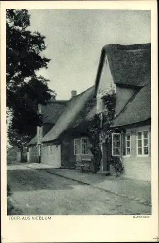 Ak Nieblum auf der Insel Föhr Nordfriesland, Straßenpartie, Friesenhäuser