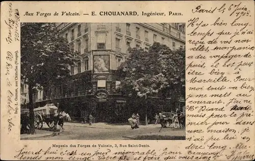 Ak Paris Louvre, Aux Forges de Vulcain, E. Chouanard, Magasin des Forges, 3 Rue Saint Denis