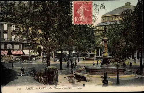 Ak Paris Louvre, La Place du Théâtre Francais