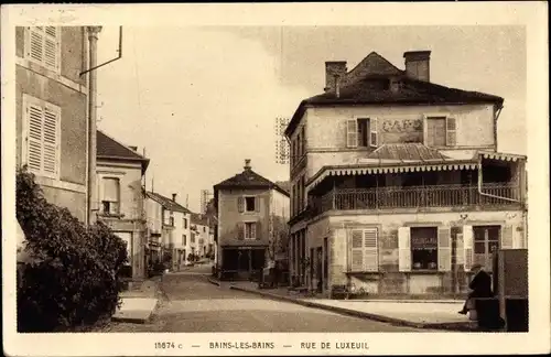 Ak Bains les Bains Vosges, rue de Luxeuil, Café